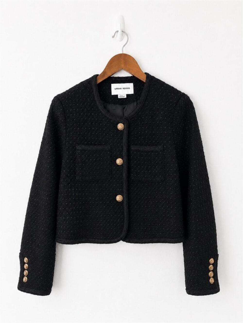 Urban Revivo Black Textured Polyester Button-Up Jacket Size L - Picture 1 of 4